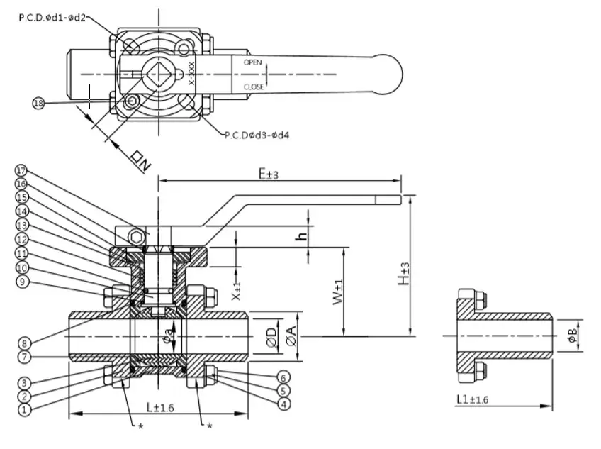 Three-Pc Ball Valves